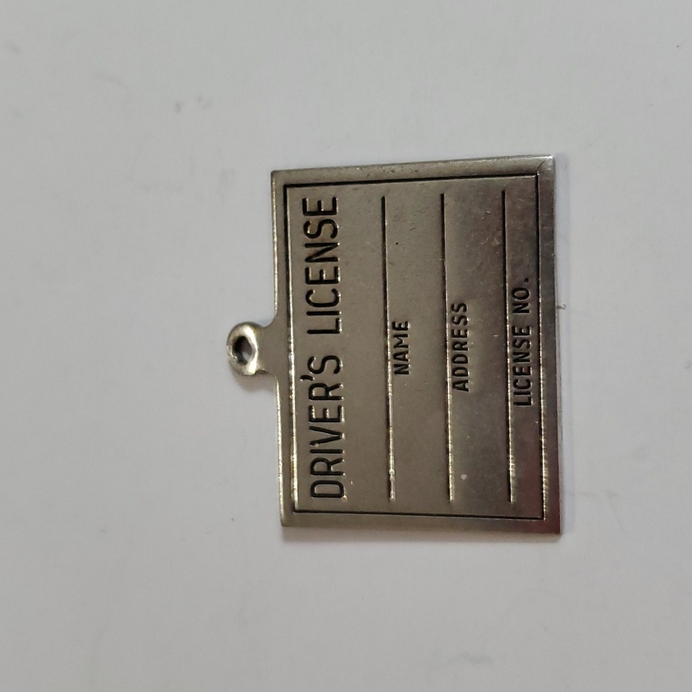 Vintage Sterling Silver Driver's License Charm